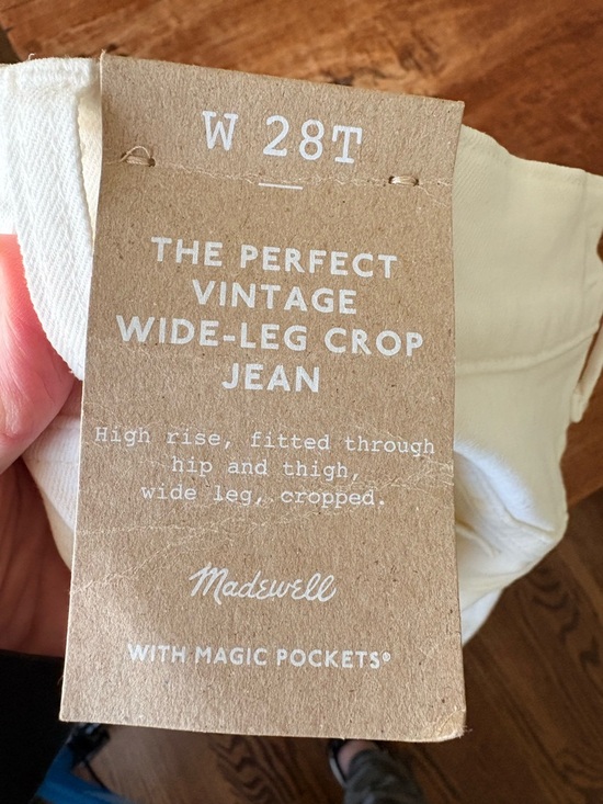 Madewell Denim - Madewell The Perfect Vintage Wide-Leg Crop Jean - White 28 TALL